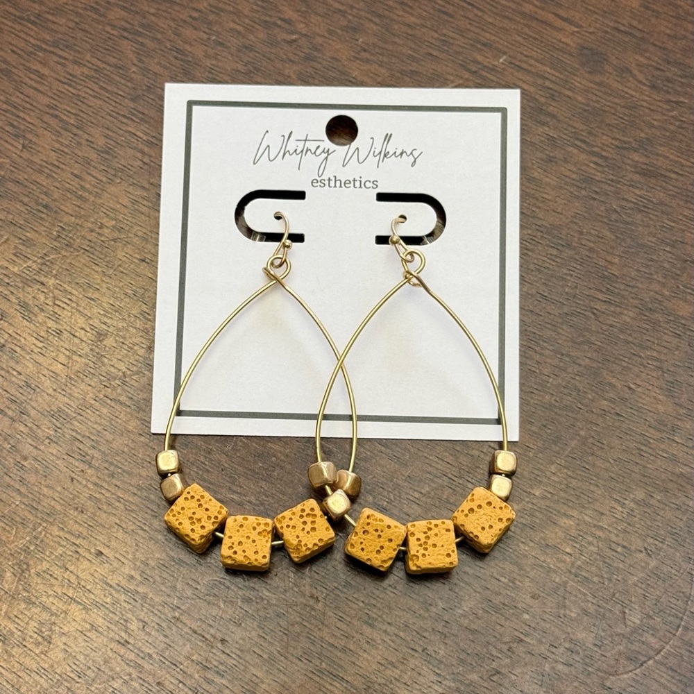 Gold and Tan Earrings